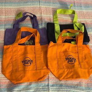 Trader Joe's Reusable Tote Bag Set - Orange, Purple, Green